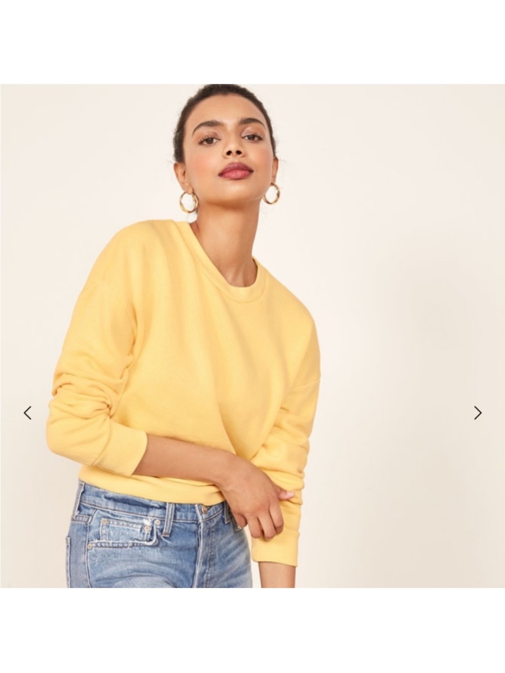 Reformation Hunter Crewneck Sweatshirt Size Medium Yellow Oversized Cropped Soft